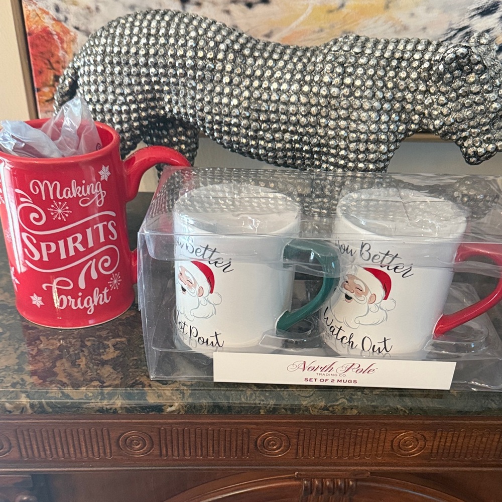 North Pole Holiday Mug Set - Red and Green